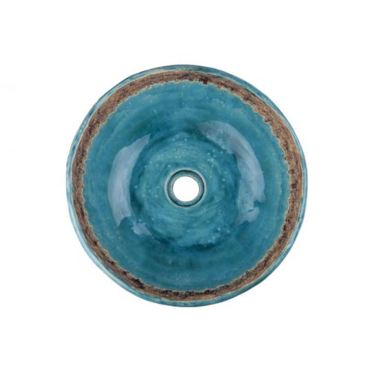 turkiz kek barna mosdotal mosdo keramia festett kerek mely furdoszoba nepies konyha mosogato mosdokagylo sotet olasz toszkan minosegi handmade feher viragos.jpg